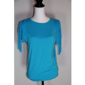 MICHAEL Michael Kors NWT Fringe Top Peacock Blue